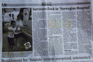 Mario and his moment of fame in the Philippine Daily Inquirer (Photo by Norwegian Red Cross)