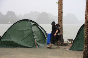 The exodus from the tents and the scramble for the third floor of the hotel